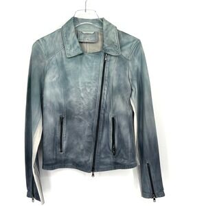 Simple Laguna Leather Jacket Womens M Blue Ombre‎ Grunge Moto Biker